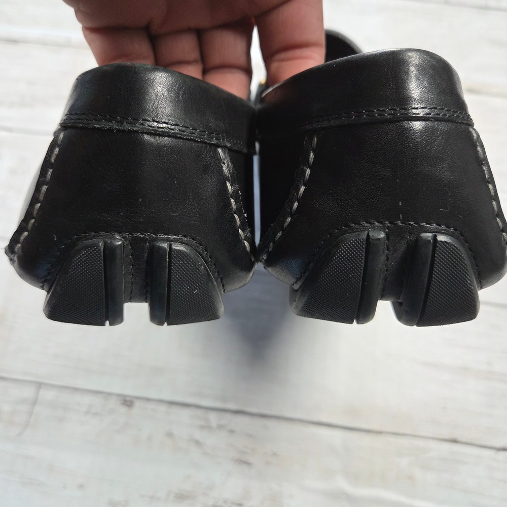 Salvatore Ferragamo Loafers Mens 7.5D Black Leather Wood Buckle‎ Driver Shoes - Picture 15 of 15